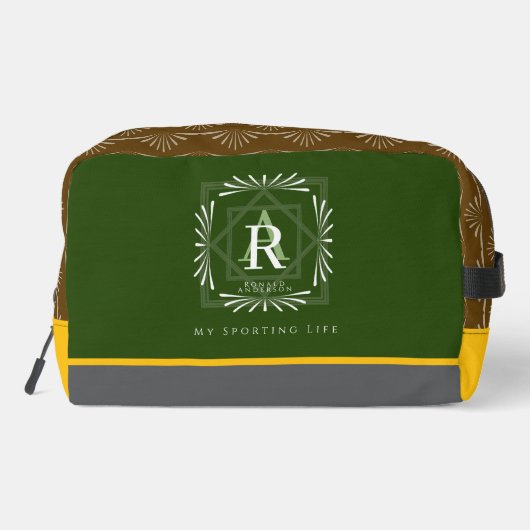 Modern stijlvol monogram groen toilettasje (Achterkant)