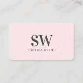 Modern Stijlvol Monogram Initiaal Minimal Blush Pi Visitekaartje (Voorkant)