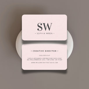 Modern Stijlvol Monogram Initiaal Minimal Blush Pi Visitekaartje
