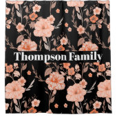 Modern stijlvol monogram l Bloemenpatroon l Zwart Douchegordijn (Voorkant)