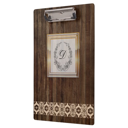 Modern stijlvol monogram Patroon  hout Klembord (Links)