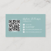 Modern stijlvol monogram QR-code minimaal Blauwgro Visitekaartje (Achterkant)