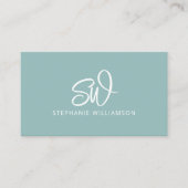 Modern stijlvol monogram QR-code minimaal Blauwgro Visitekaartje (Voorkant)