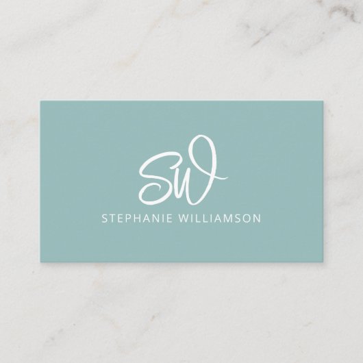 Modern stijlvol monogram QR-code minimaal Blauwgro Visitekaartje (Voorkant)