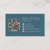 Modern stijlvol monogram QR-code minimaal Blauwgro Visitekaartje (Achterkant)