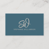 Modern stijlvol monogram QR-code minimaal Blauwgro Visitekaartje (Voorkant)