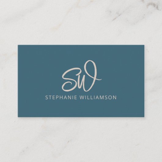 Modern stijlvol monogram QR-code minimaal Blauwgro Visitekaartje (Voorkant)