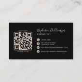 Modern stijlvol monogram QR-code minimaal zwart Visitekaartje (Achterkant)