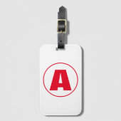 Modern stijlvol monogram rood Initiaal letter wit Bagagelabel (Voorkant (verticaal))