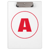 Modern stijlvol monogram rood Initiaal letter wit Klembord (Voorkant)