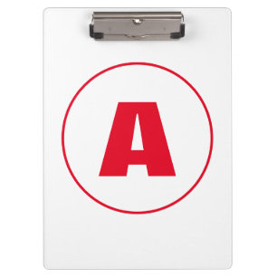 Modern stijlvol monogram rood Initiaal letter wit Klembord