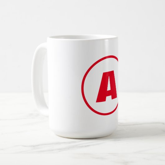Modern stijlvol monogram rood Initiaal letter wit Koffiemok (Voorkant links)