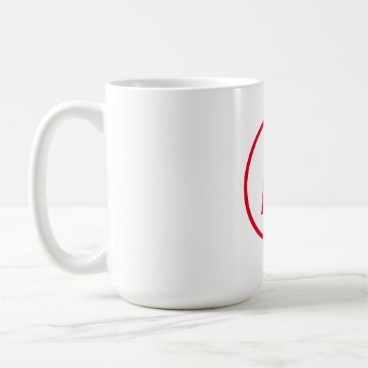Modern stijlvol monogram rood Initiaal letter wit Koffiemok (Links)