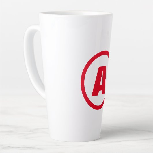 Modern stijlvol monogram rood Initiaal letter wit Latte Mok (Linkerhoek)