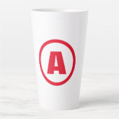 Modern stijlvol monogram rood Initiaal letter wit Latte Mok (Voorkant)