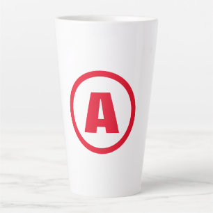 Modern stijlvol monogram rood Initiaal letter wit Latte Mok