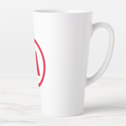 Modern stijlvol monogram rood Initiaal letter wit Latte Mok (Rechts)