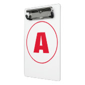 Modern stijlvol monogram rood Initiaal letter wit Mini Klembord (Angled2)