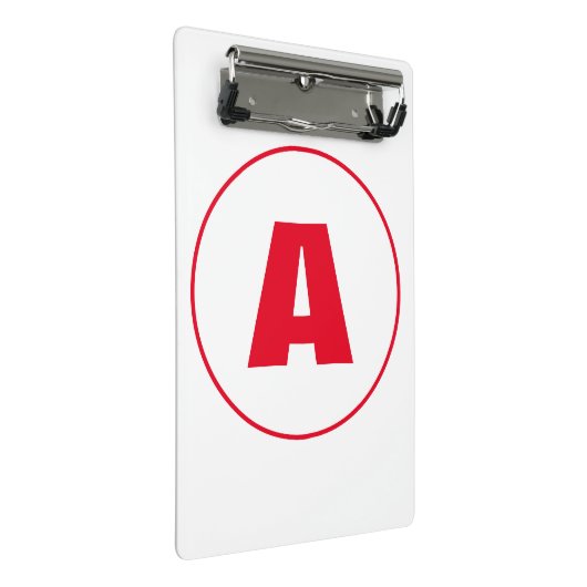 Modern stijlvol monogram rood Initiaal letter wit Mini Klembord (Schuin)