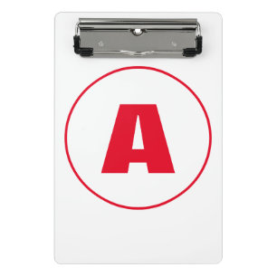 Modern stijlvol monogram rood Initiaal letter wit Mini Klembord