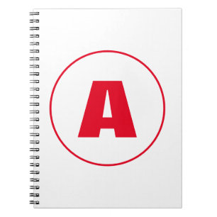 Modern stijlvol monogram rood Initiaal letter wit Notitieboek