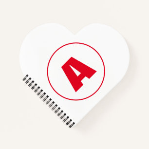 Modern stijlvol monogram rood Initiaal letter wit Notitieboek