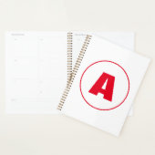 Modern stijlvol monogram rood Initiaal letter wit Planner (Display)