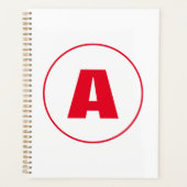 Modern stijlvol monogram rood Initiaal letter wit Planner (Voorkant)