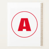 Modern stijlvol monogram rood Initiaal letter wit Planner (Achterkant)