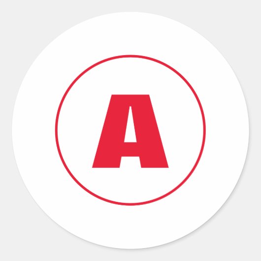 Modern stijlvol monogram rood Initiaal letter wit Ronde Sticker (Voorkant)