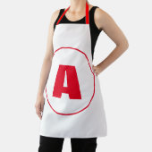 Modern stijlvol monogram rood Initiaal letter wit Schort (Insitu)