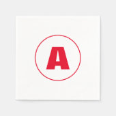 Modern stijlvol monogram rood Initiaal letter wit Servet (Voorkant)