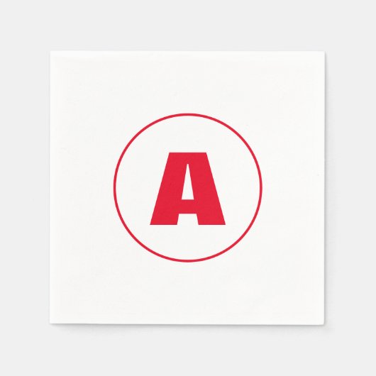 Modern stijlvol monogram rood Initiaal letter wit Servet (Voorkant)