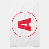 Modern stijlvol monogram rood Initiaal letter wit Theedoek (Verticaal)