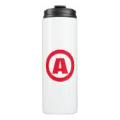 Modern stijlvol monogram rood Initiaal letter wit Thermosbeker (Voorkant)