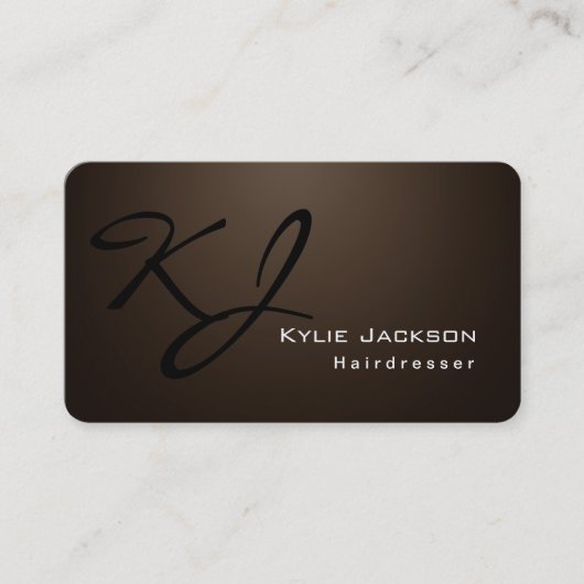 Modern stijlvol Monogram Sepia Brown Visitekaartje (Voorkant)