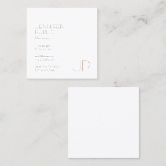 Modern stijlvol Monogram Trendy Design Luxury Plai Vierkante Visitekaartje (Voorkant / Achterkant)