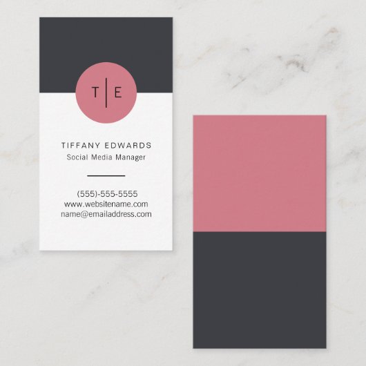 Modern Stijlvol Monogram Visitekaartje Nr.2 (Voorkant / Achterkant)