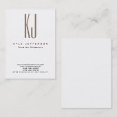 Modern stijlvol Monogram White Clean Trendy Visitekaartje (Voorkant / Achterkant)