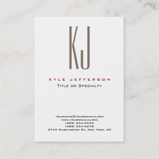 Modern stijlvol Monogram White Clean Trendy Visitekaartje (Voorkant)