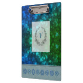 Modern stijlvol monogram wintersneeuwvlokken klembord (Links)