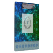 Modern stijlvol monogram wintersneeuwvlokken klembord (Rechts)