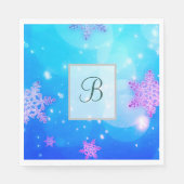 Modern stijlvol monogram wintersneeuwvlokken servet (Voorkant)