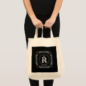 Modern Stijlvol Monogram Zwart Tote Bag (Voorkant (product))