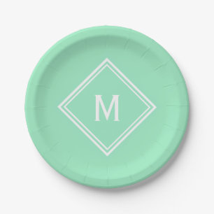 Modern stijlvol neo Mint Green Custom Monogram Papieren Bordje