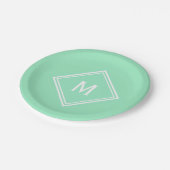 Modern stijlvol neo Mint Green Custom Monogram Papieren Bordje (Gekanteld)