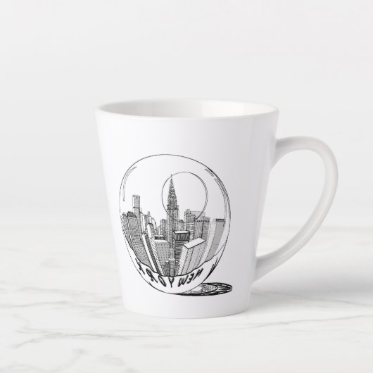 Modern stijlvol New York Sity in Ball Black White Latte Mok (Rechts)