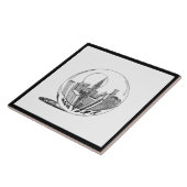 Modern stijlvol New York Sity in Ball Black White Tegeltje (Zijkant)