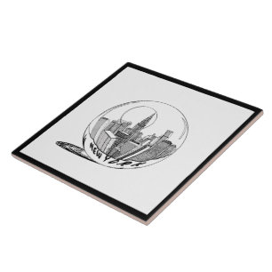 Modern stijlvol New York Sity in Ball Black White Tegeltje