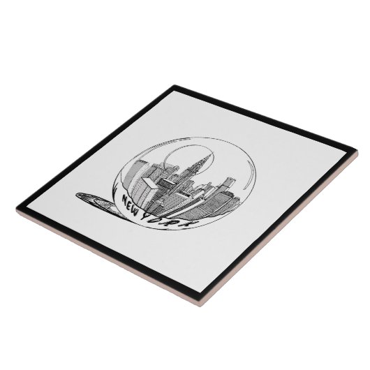 Modern stijlvol New York Sity in Ball Black White Tegeltje (Zijkant)